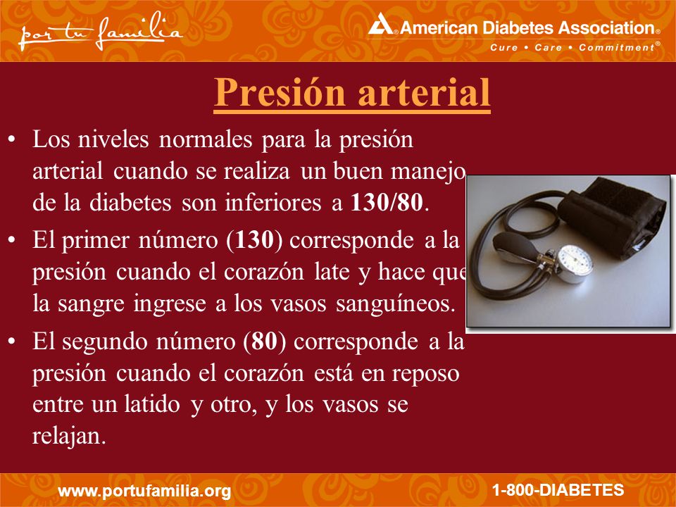 Presión arterial inferior a 130/80